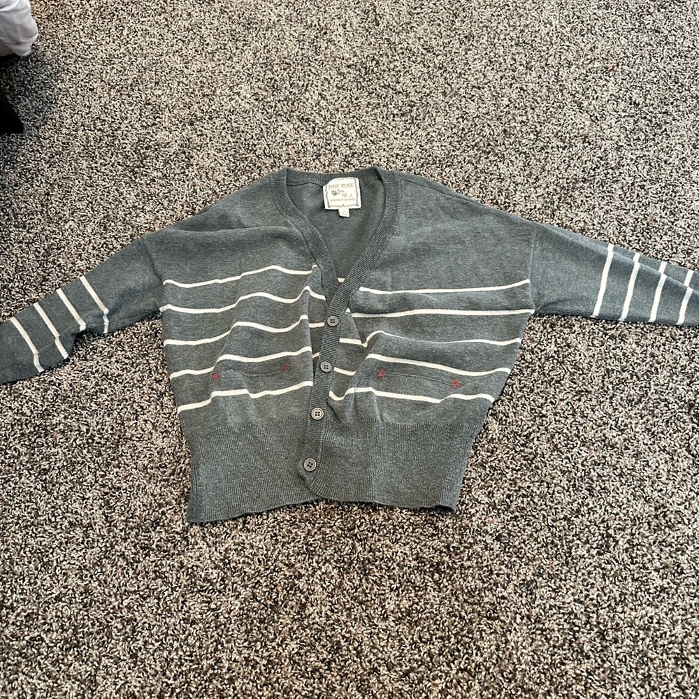 Pink Rose Charcoal and Cream Striped Cardigan
